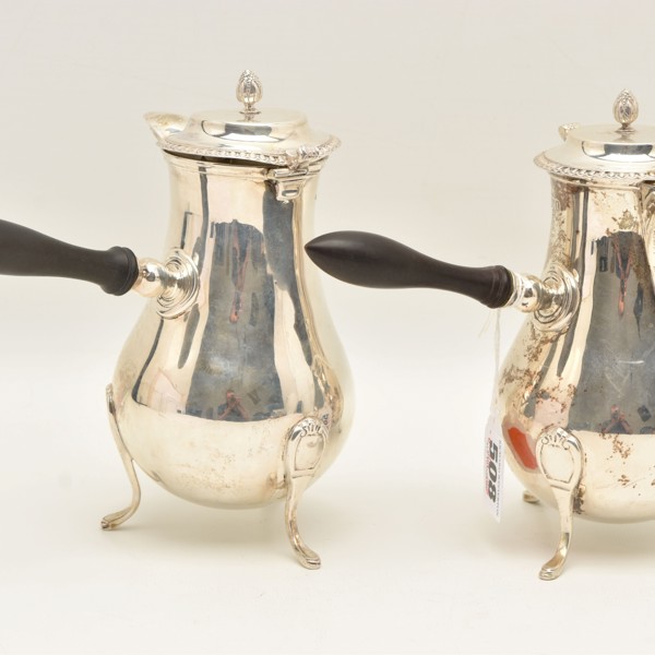 Pair Of Edward VII Silver Chocolate Pots Sold £620
