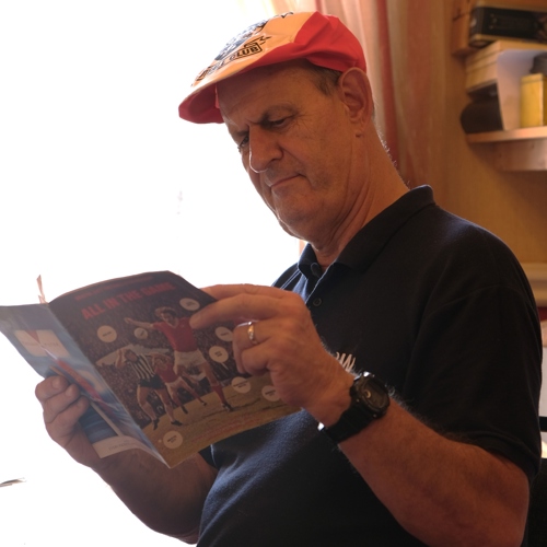 Tamworth saleroom coordinator Paul Williams perusing a rare 1976 All In The Game programme.