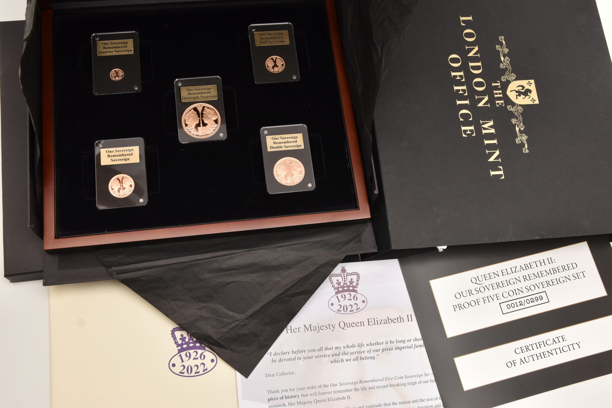 Queen Elizabeth II 2022 five-coin proof sovereign set ‘Our Sovereign Remembered’ sold £5,000.jpg
