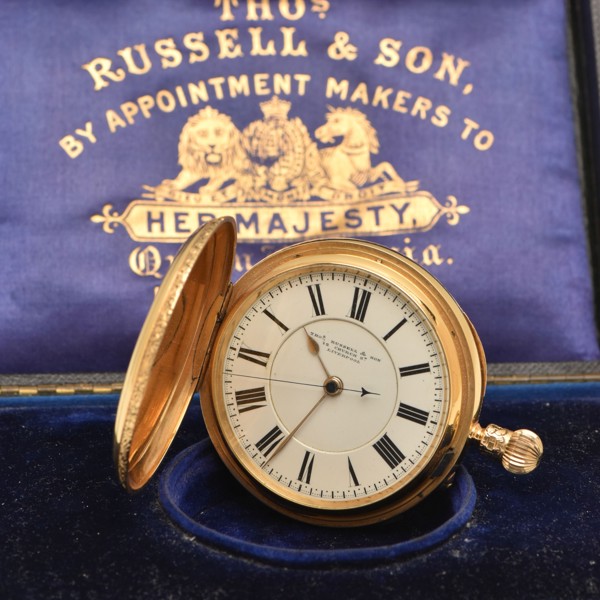 Boxed 18ct gold late Victorian full hunter pocket watch sold £4,200.jpg