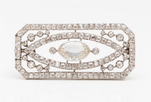 The diamond set Art Deco brooch sold at auction for £2,300. Photo: Damian Briden
