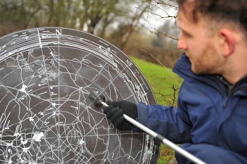 The topograph points people in the direction of places including Lichfield.