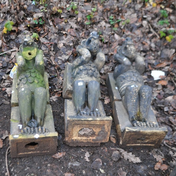 Three Early C20th Cast Pottery Gargoyles Sold £400