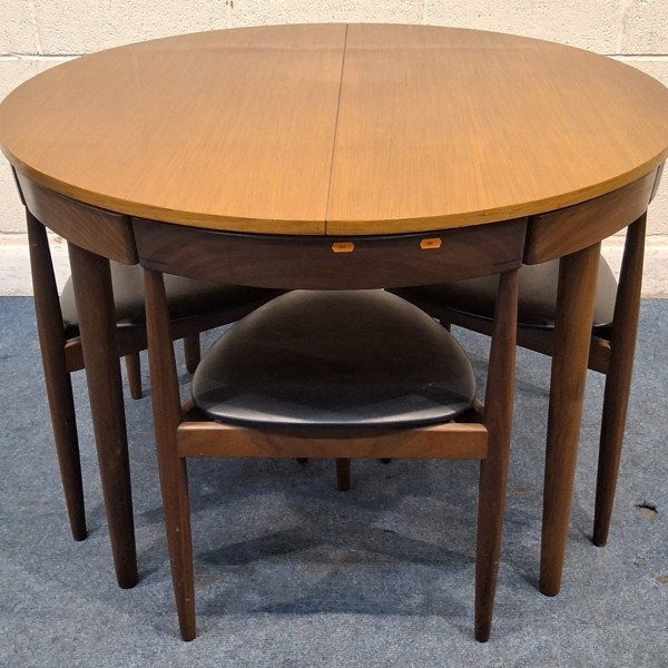 Hans Olsen for Frem Rojle mid-C20th Danish teak 'Roundette' extending ding table and 4 chairs sold £1,000.jpg