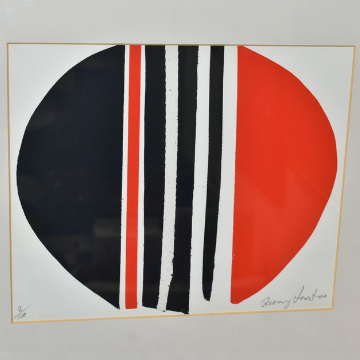 This superb Sir Terry Frost abstract limited edition screen print 'Red, Black and White', signed and numbered 2/100, is Lot 685.