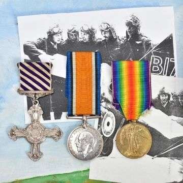 Lieutenant George Edgar Bruce Lawson's DFC is sold with his British War and Victory Medals plus an archive of associated paperwork.