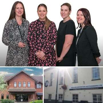 Top, from left: Georgina Southam, Lisa Spence, Natalie Brandon and Emma Testill. Free jewellery valuations are offered every week at Richard Winterton Auctioneers in Lichfield (bottom left) and Tamworth.