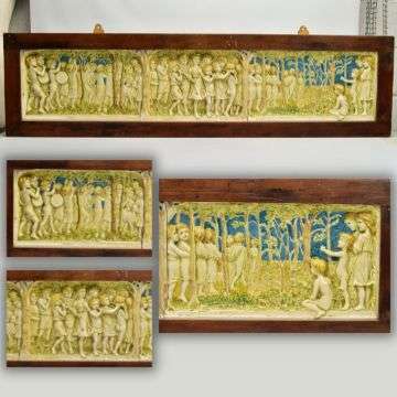 A Della Robbia three section plaque, sold £4,200 on July 19 2022