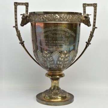 The 1895 silver (silver gilt) Phoenix Challenge Cup trophy, originally presented for best animal in the Fat Cattle Classes at the Royal Dublin Society Cattle Show. Sold July 19 2022 for £3,000
