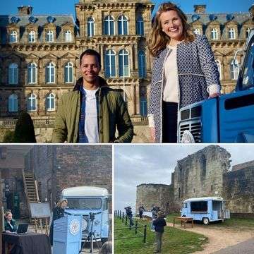 The new format programme airs every weekday for three weeks. Below: Filming at Middleport Pottery and Stafford Castle.