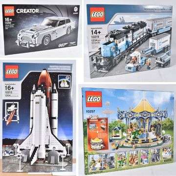 Factory sealed special LEGO models in the sale include a 007 James Bond Aston Martin DB5, ‘Maersk’ train, fun fair carousel and a space shuttle.