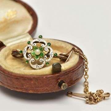 This enamel brooch sold at £190.