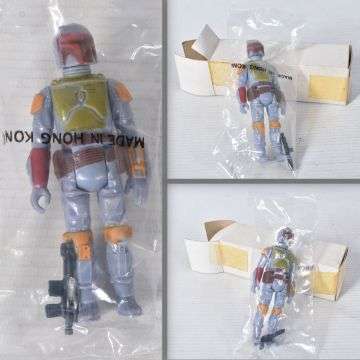Three original ‘Mail-away’ Boba Fett figures, sealed in original plain packaging – designed to have been ordered through the post via a special offer – totalled £3,300. Hundreds of bidders online took part in the auction, with others placing telephone bids or watching the sale live at <a href=