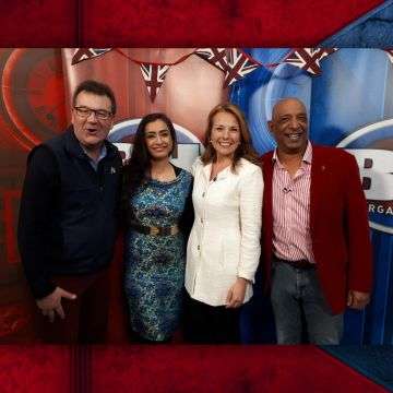 Bargain Hunt visited The Lichfield Auction Centre in February to film the Coronation Special. Pictured with auctioneer Richard Winterton are presenter Christina Trevanion and experts Roo Irvine and Raj Bisram.