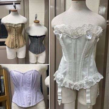 The archive covers more than a century of corsets including these examples from the early 1900s. Right: A Court Royal bridal corset by Chil-Tex.