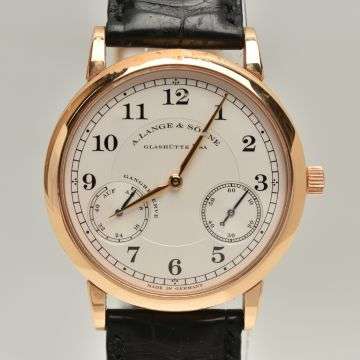 This reference 1815 UP/DOWN model by esteemed German watchmaker A. Lange & Söhne features the firm’s characteristic power-reserve indicator.