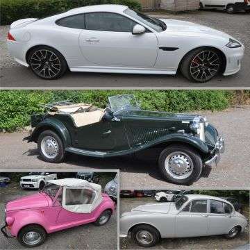 The August 22 car auction includes this 2014 JAGUAR XK Dynamic R Auto Coupe, 1953 MG TD Mark II, 1968 Daimler V8 and Fiat Vignale Gamine.