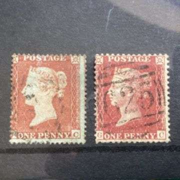 These two Penny Reds are both stars – note the difference in perforations and shades.