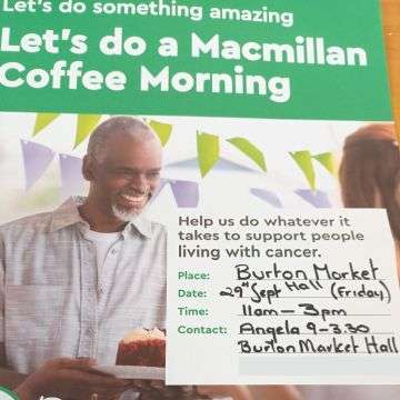 Richard Winterton Auctioneers is taking part in a Macmillan Coffee Morning at Burton Market Hall on Friday, September 29.