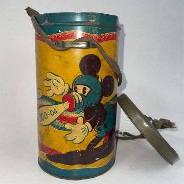 Using Mickey Mouse was a way to make children less frightened of respirators, although relatively few of the tinplate cases were produced before the Government ruled that all metal was needed for the war effort.