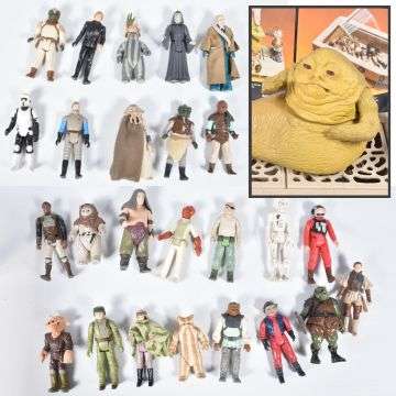 A selection of figures from the collection of vintage Star Wars toys.