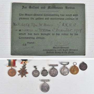 Private Nixon's ‘gallant and meritorious conduct’ is confirmed on a card signed by his commanding officer on December 24 1915.