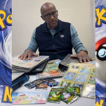 David Fergus, valuer at Richard Winterton Auctioneers, with just some of the Pokémon collection.