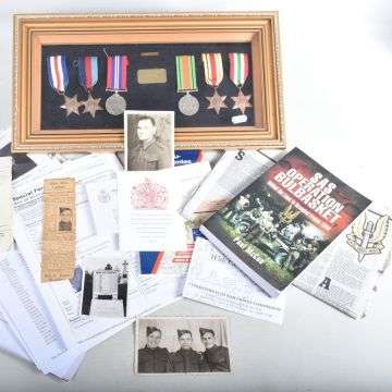 The medals come with ephemera, correspondence with the War Office in the 1940s and the Ministry of Defence in the 2000s and a book about Operation Bulbasket in which Cpl Bateman is mentioned numerous times.