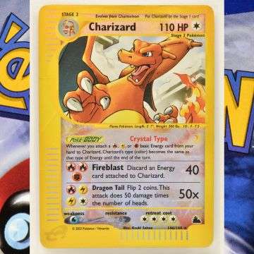 Lot 536, a Skyridge Charizard reverse holo card numbered 146/144, guided at £700 to £900.